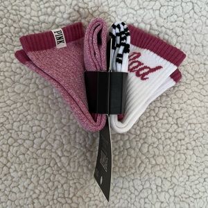 Victoria’s Secret PINK 2 pair RAD Logo Campus Crew Socks Set